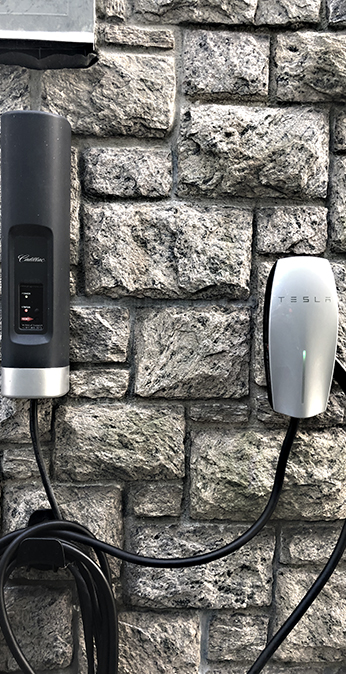 Car chargers on wall